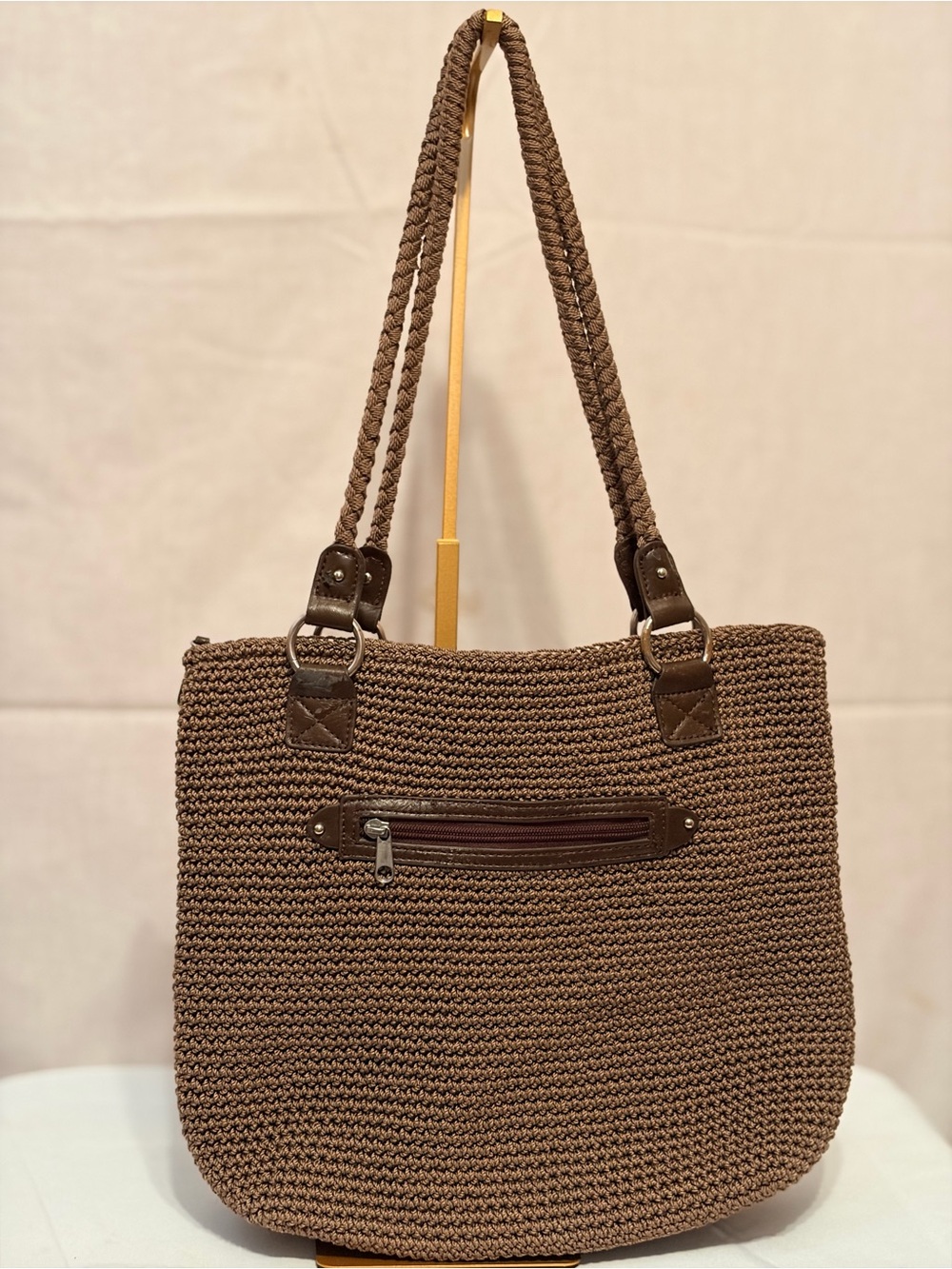 Woven Crochet Tote Bag in Brown - Chic Everyday Carry